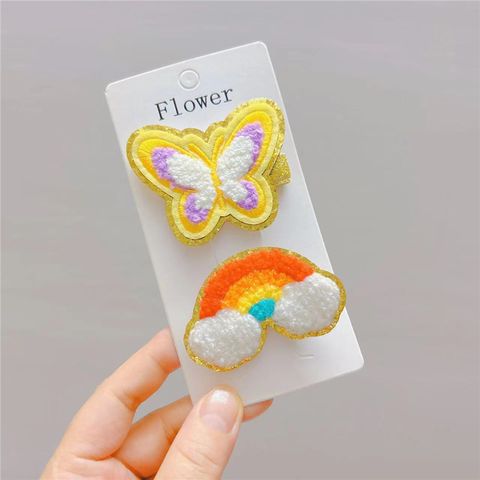 Rainbow Butterfly Plush Handmade Hair Clip