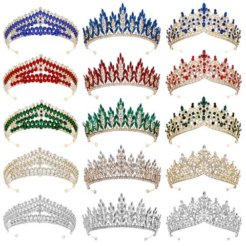 Retro Crown Alloy Inlay Rhinestones Party Headpieces Crown