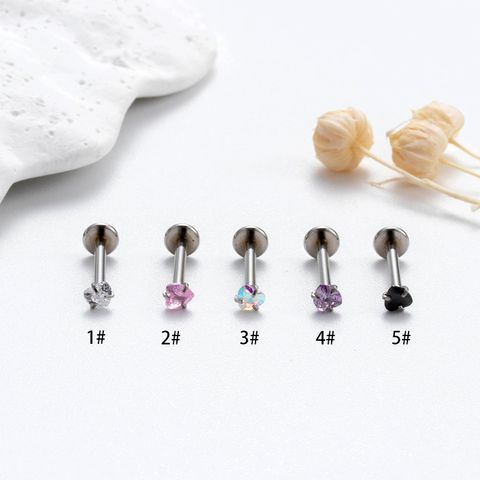 1 Piece Ear Cartilage Rings & Studs Korean Style Heart Shape 316 Stainless Steel  Plating Inlay Zircon