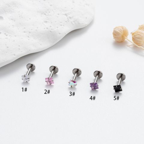1 Piece Ear Cartilage Rings & Studs Korean Style Square 316 Stainless Steel  Plating Inlay Zircon