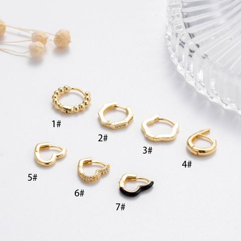 1 Piece Ear Cartilage Rings & Studs Korean Style Round Heart Shape Copper Inlay Zircon
