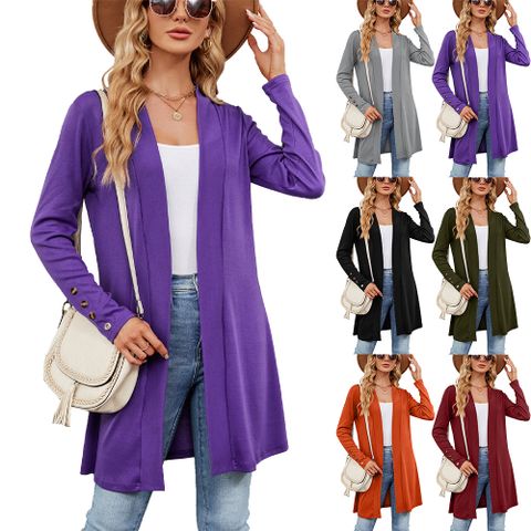 Women's Knitwear Long Sleeve Sweaters & Cardigans Casual Simple Style Solid Color