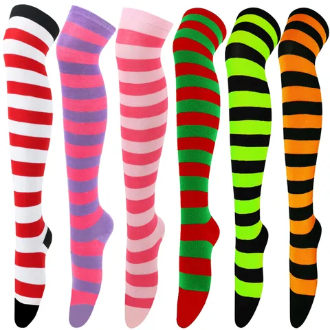 Women's Japanese Style Stripe Polyester Cotton Over The Knee Socks A Pair