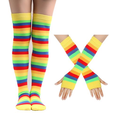 Unisex Casual Rainbow Polyester Cotton Over The Knee Socks 1 Set