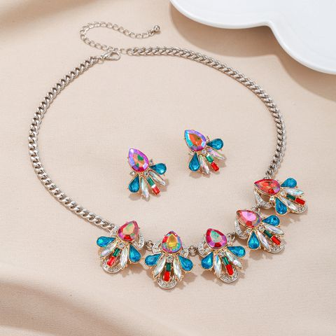 Wholesale Jewelry Ethnic Style Water Droplets Alloy Glass Glass Drill Inlay Jewelry Set