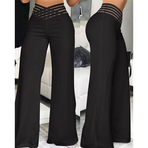 Women's Daily Street Casual Solid Color Full Length Wide Leg Pants