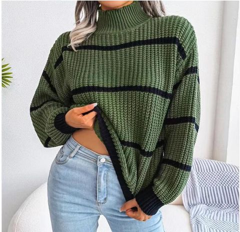 Women's Sweater Long Sleeve Sweaters & Cardigans Casual Stripe