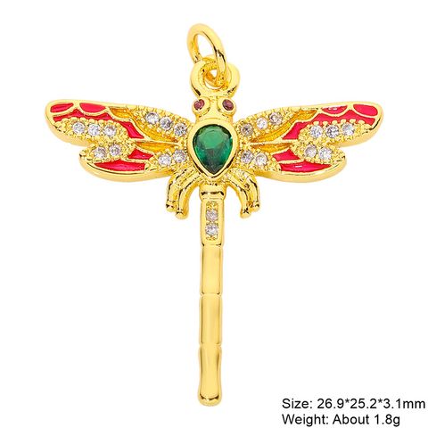 Classic Style Flower Dragonfly Copper Plating Inlay Artificial Pearls Zircon Gold Plated Charms Jewelry Accessories