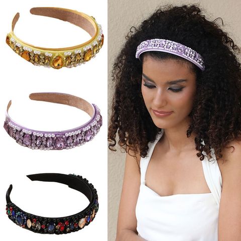 Classic Style African Style Water Droplets Imitation Pearl Cloth Rhinestone Hair Band
