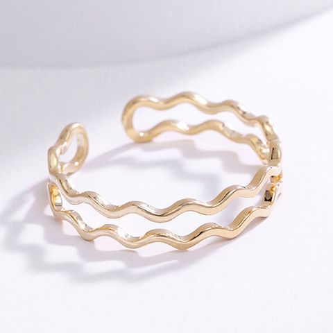 Simple Style Solid Color Copper Plating 14k Gold Plated Open Rings