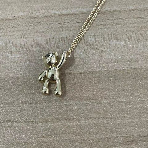 Elegant Luxurious Classic Style Animal Bear Copper 14k Gold Plated Pendant Necklace In Bulk