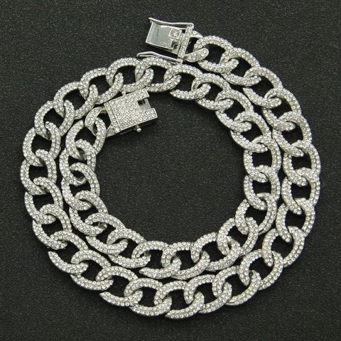European And American Hip Hop Full Diamond Domineering Cuban Chain Necklace Trendy Men's Bracelet