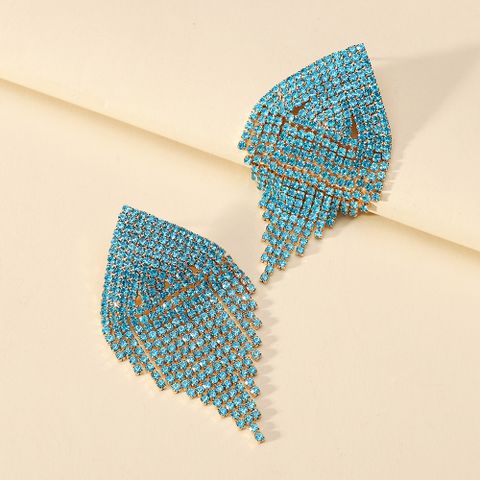 1 Pair Luxurious Solid Color Plating Inlay Copper Alloy Crystal Gold Plated Dangling Earrings