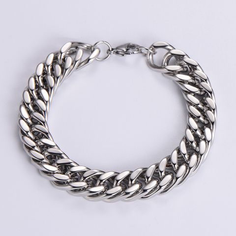 Stainless Steel 18K Gold Plated Hip-Hop Rock Polishing Metal Solid Color No Inlaid Bracelets