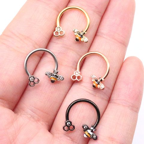 Sexy Animal Stainless Steel Titanium Luminous Plating Inlay Beads White Gold Plated Gold Plated Nose Studs
