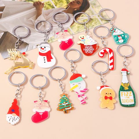 Cute Christmas Tree Snowman Elk Zinc Alloy Christmas Bag Pendant Keychain