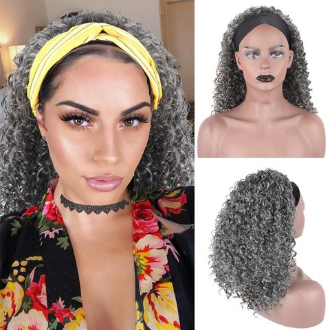 Women's African Style Casual Carnival High Temperature Wire Centre Parting Long Curly Hair Wigs