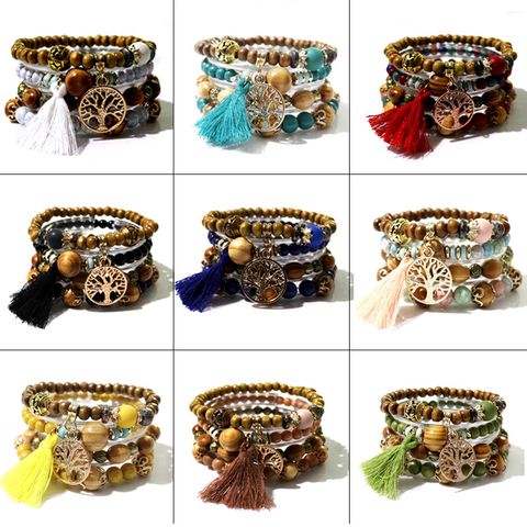 Wholesale Jewelry Bohemian Constellation Heart Shape Crown Arylic Alloy Wooden Beads Beaded Bracelets