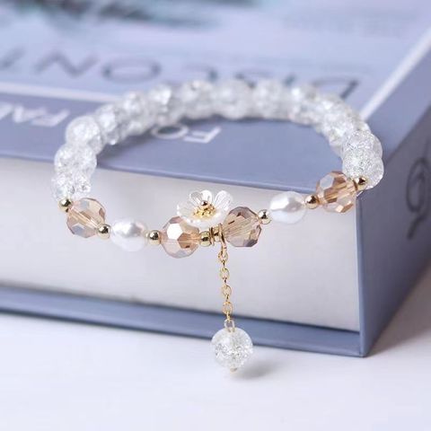 Wholesale Jewelry Sweet Heart Shape Flower Artificial Crystal Beaded Bracelets