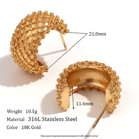 1 Pair Vintage Style Solid Color Plating Stainless Steel 18k Gold Plated Ear Studs
