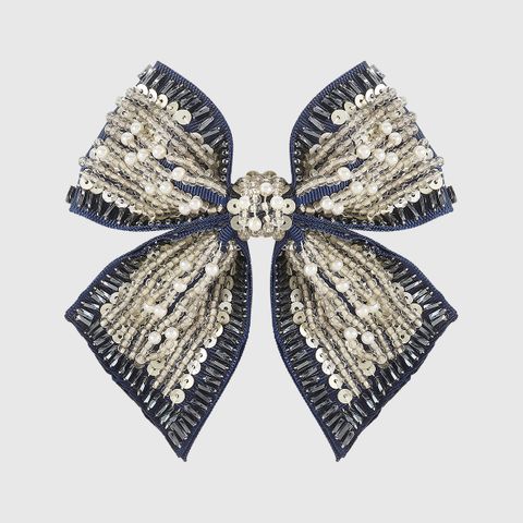 Sweet Commute Bow Knot Cloth Seed Bead Sequins Hair Clip