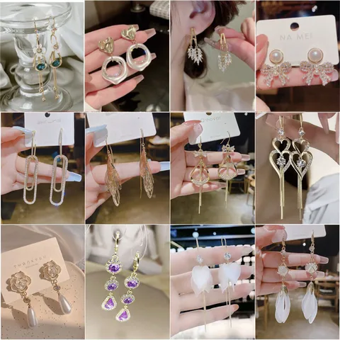 1 Pair Lady Geometric Butterfly Bow Knot Tassel Plating Alloy Drop Earrings