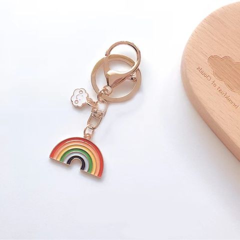 Cute Rainbow Poached Egg Alloy Bag Pendant Keychain