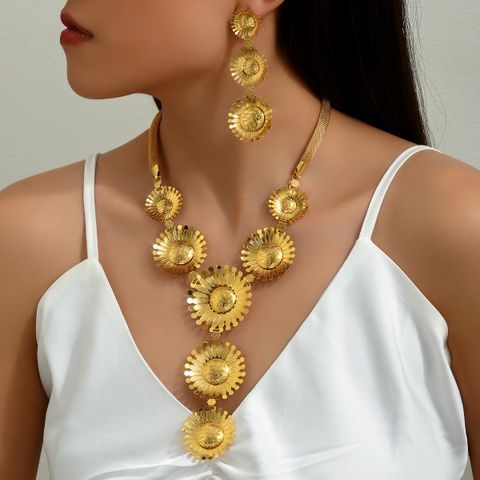 Glam Luxurious Flower Iron Plating Women's Earrings Necklace