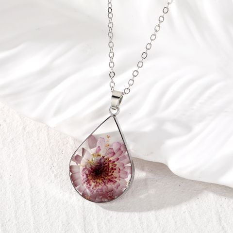 Casual Simple Style Water Droplets Alloy Resin Women's Pendant Necklace