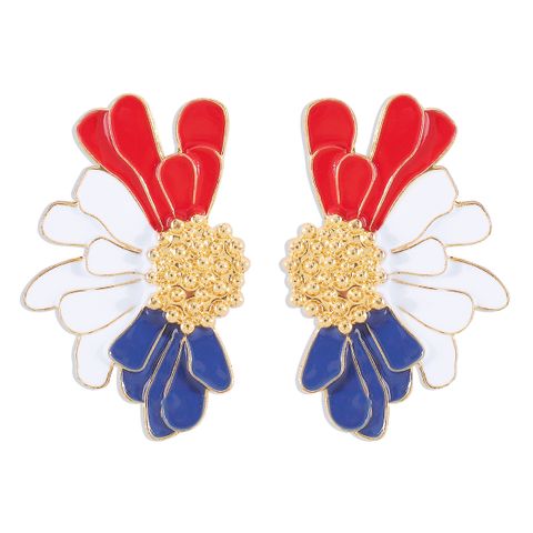 Elegant Vintage Style Sweet Flower Alloy Enamel Women's Ear Studs