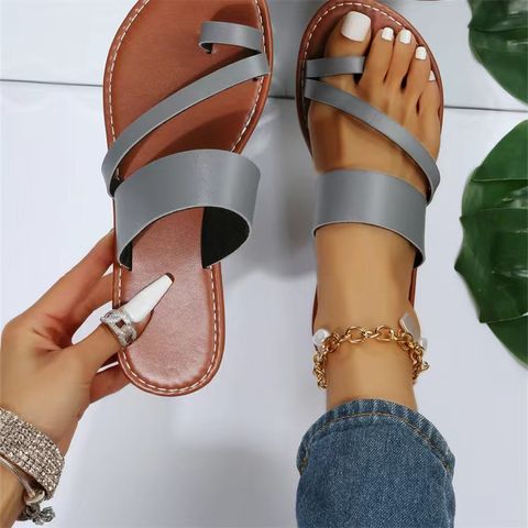 Women's Casual Solid Color Open Toe Slides Slippers