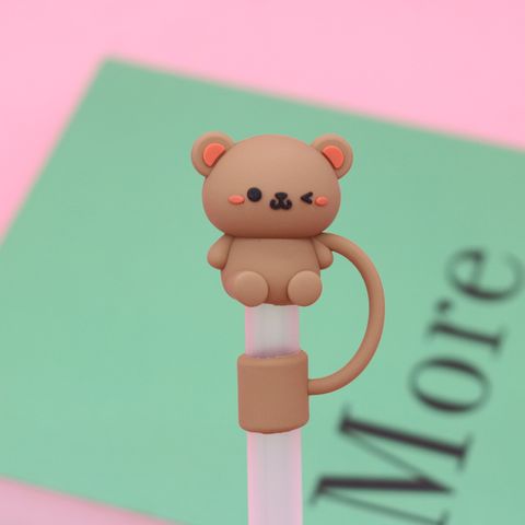 Cute Animal Cartoon Silica Gel Straw Straw Decorative Cap 1 Piece