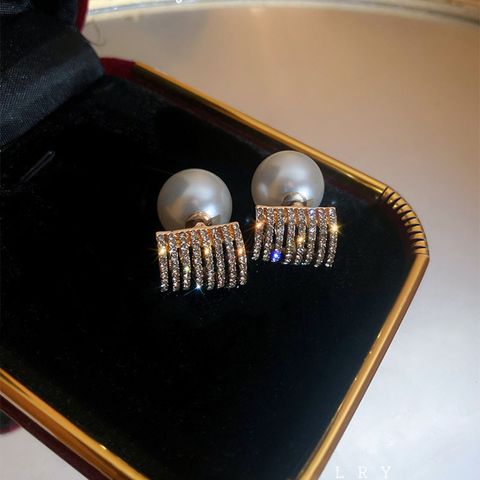 1 Paar Pendeln Perle Irregulär Überzug Inlay Legierung Künstliche Strasssteine Ohrstecker