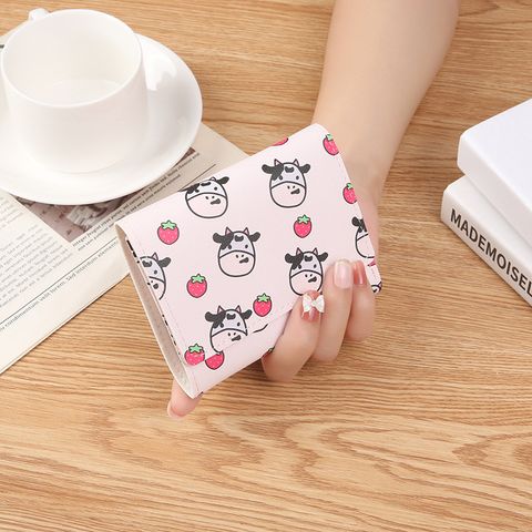 Women's Spring&summer Pu Leather Cartoon Cute Square Lock Clasp Small Wallet
