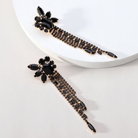 Wholesale Jewelry Elegant Glam Luxurious Butterfly Copper Alloy Glass Inlay Dangling Earrings