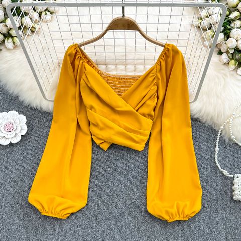 Women's Blouse Long Sleeve Blouses Sexy Fashion Solid Color