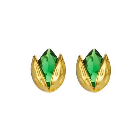 1 Pair Simple Style Geometric Plating Inlay Sterling Silver Zircon 18k Gold Plated Ear Studs