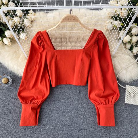 Women's Blouse Long Sleeve Blouses Sexy Solid Color