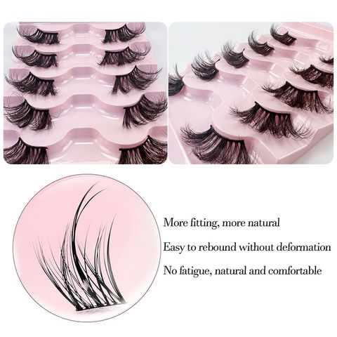Cross-Border Hot 5 Pairs Of Mink Hair Half Eyelash False Eyelashes Natural Glue-Free Self-Adhesive Lazy Eyelash Manufacturer New