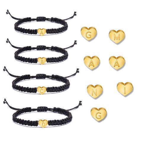 Lady Simple Style Letter Heart Shape Alloy Rope Women's Bracelets