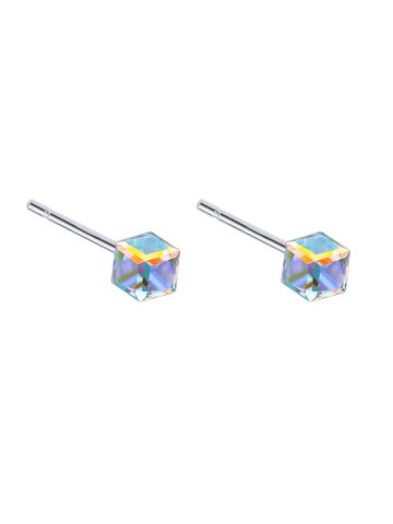 1 Pair Simple Style Rubik's Cube Plating Austrian Crystal Sterling Silver Ear Studs