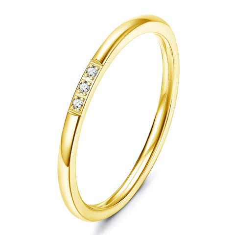 Simple Style Solid Color Titanium Steel Plating Inlay Zircon Rings