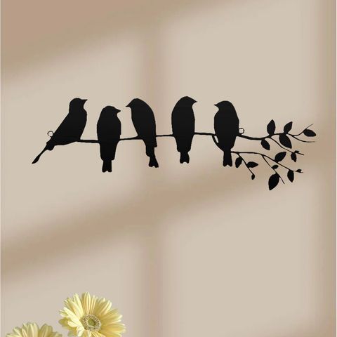 Pastoral Branches Bird Iron Wall Sticker Artificial Decorations