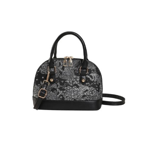 Women's Medium Pu Leather Printing Streetwear Shell Zipper Shoulder Bag Handbag Crossbody Bag