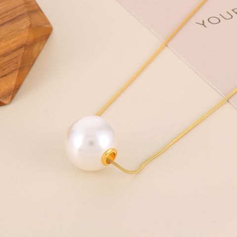 Stainless Steel 18K Gold Plated Lady Plating Pearl Pendant Necklace