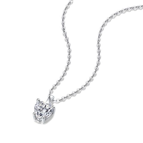 Elegant Lady Heart Shape Sterling Silver Inlay Moissanite Pendant Necklace