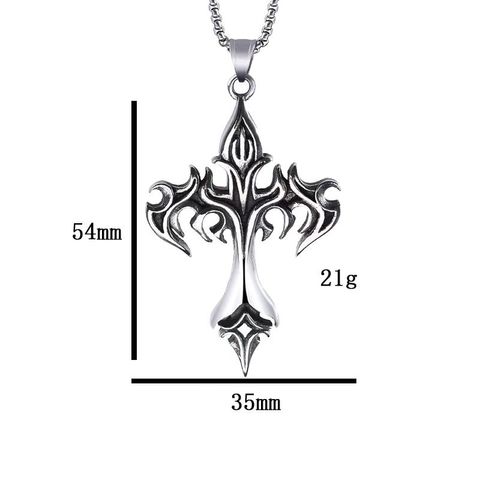 Punk Cool Style Cross Flame Alloy Plating Men's Pendant Necklace Long Necklace