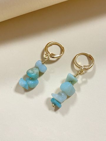 1 Piece Simple Style Classic Style Stone Plating Stainless Steel Turquoise White Gold Plated Gold Plated Silver Plated Ear Studs