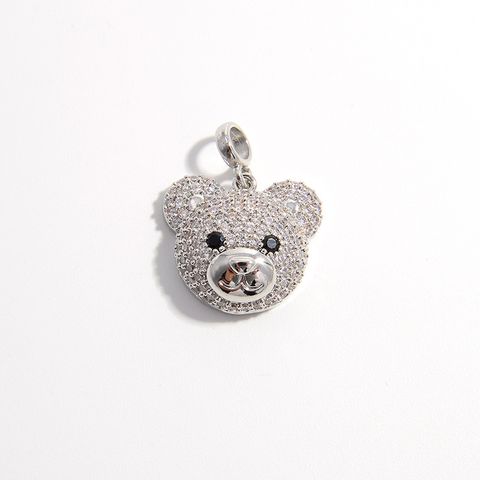 Cute Bear Copper Inlay Zircon Charms Jewelry Accessories