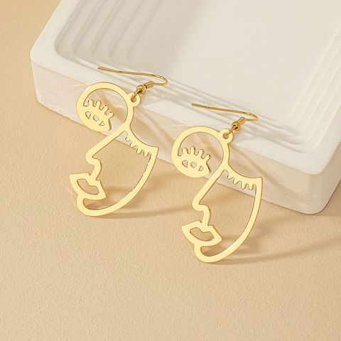1 Pair French Style Artistic Cool Style Human Face Plating Alloy Drop Earrings